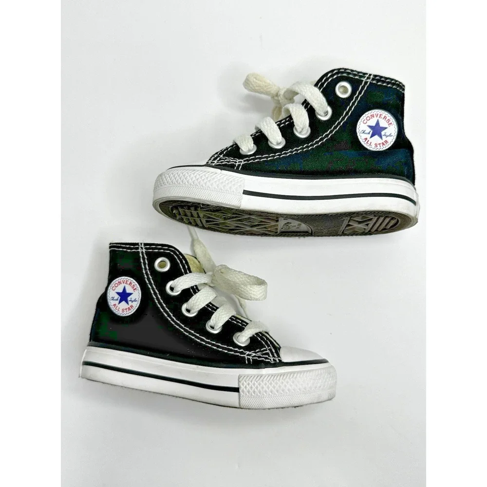 Toddler Converse Old School Chuck Taylor Black High Tops Sz 4 Lace Up